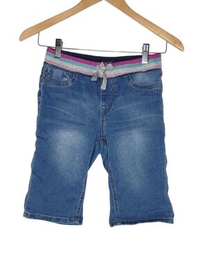 Vigoss Girls Blue Denim Bermuda Shorts with Rainbow Elastic Waistband